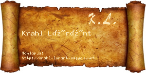 Krahl Lóránt névjegykártya